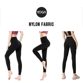 Ashley Yoga Wear, Women's, Leggings, Sweat Absorbent, Quick Drying, Stretch, 9/4 Length, Sports Tights, Long Patterned Pants (04#), JK33HE (Black)