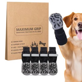 Watproofit Dog Socks 2 Pairs Non-Slip Dog Socks with Adjustable Straps, Dog Shoes for Hard Floors and Paw Protection, Double-Sided, for Indoor Use (M)