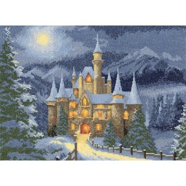 John Clayton Cross Stitch Kit - Christmas Fairytale Castle - 14ct Aida