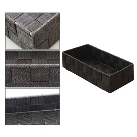 Storage Basket Woven Polypropylene Bathroom Basket Rectangular in Dark Brown 26 x 11 x 6 cm