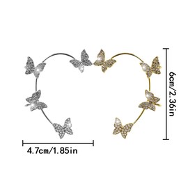 Butterfly Ear Cuff Earrings for women, 2 Pcs Zircon Butterfly Earrings Butterfly Ear Clip for Women Girls, Party, Wedding, Holiday Gifts (Gold Left Ear, Silver Right Ear)