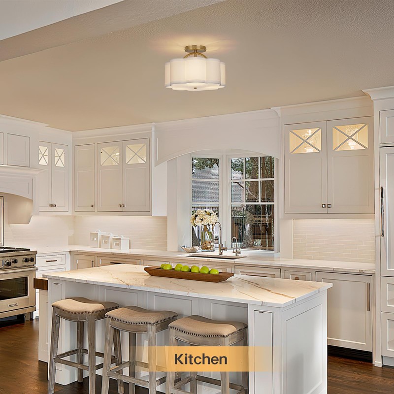 CALOKES Semi Flush Mount Ceiling Light, 11.8" Modern 3-Light Fixture
