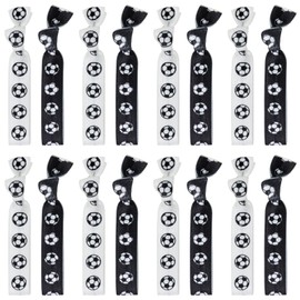 Honbay 24PCS Soccer Football Hair Ties Hair Accessories No Crease Ribbon Ponytail Holders Sports Ball Elastic Hair Bands Hair Rings Stretch Bracelets for Players Fans Lovers