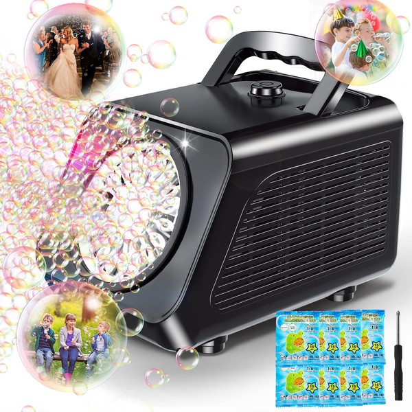 Bubble Machine Automatic Bubble Blower for Kids: 20000+ Bubbles Per Minute Bubble Maker for Kids Toddlers| Zerhunt 2023 Upgrade Portable Bubble Machine Toys for Indoor Outdoor Birthday Parties（Black）