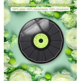 SZMP Solar Fountain 3.5W Bird Bath Fountains with Tender Green Flower 2024 Upgraded 100% Glass Panel, Solar Fountain Pump with 7 Nozzles, Solar Water Fountain for Hummingbirds, Garden, Pond (Black)