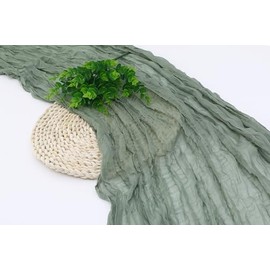 Cheesecloth Table Runner, 2 Pack 90 x 400cm Wedding Table Decor Table Cloth for Party Bridal Shower Table Decorations (Green)