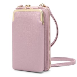 EASTNIGHTS Small Crossbody Phone Bag for Women Cell Phone Purse Wallet Kiss Lock Cute Shoulder Bag with Credit Card Slots, Pink, Small