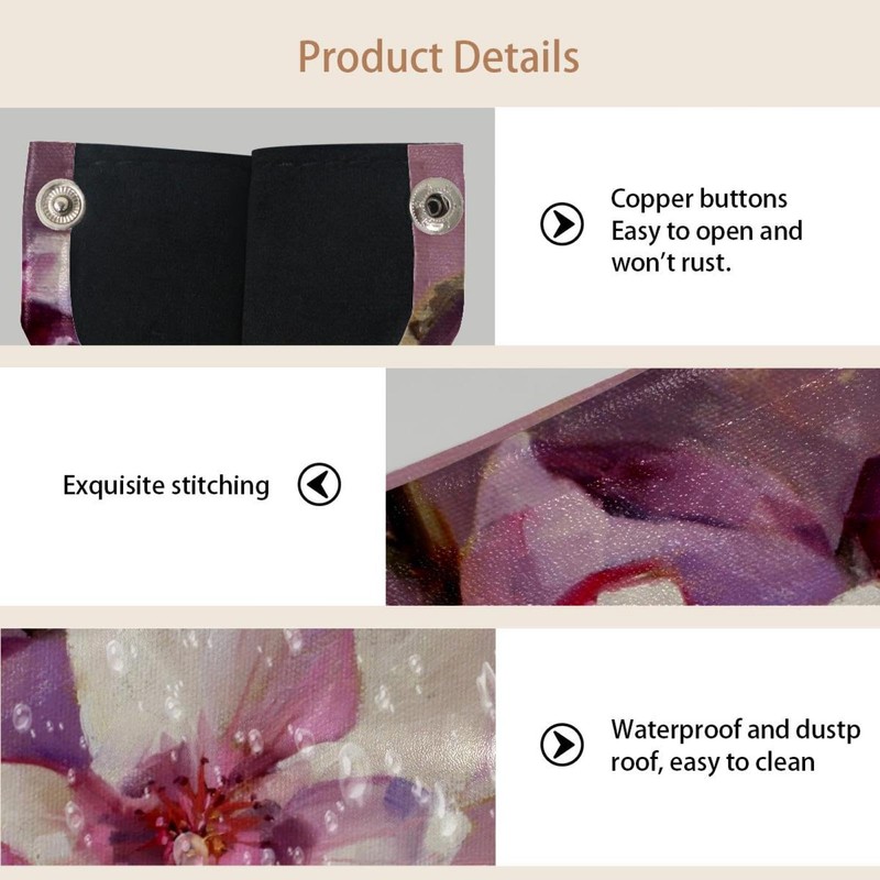 2 Pack Tissue Box Cover Holder, Magnolia Blossom Rectangle Leather