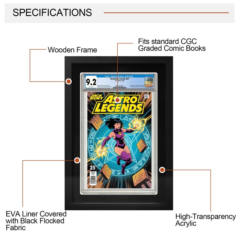 Allenkwok Single Graded Comic Book Frame for Standard CGC Slabs,