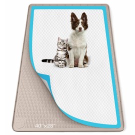 Bartuke Pee Pad Holder for Dogs, 40" x 28" Silicone Pee Tray Mat Leak-Proof, High Edge, No Spill Pet Pad Holder for Puppy, Cat, Rabbit, Dog Training Pads for Home Floor Protection (Khaki)