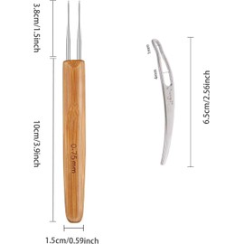 AUGSUN 8 Pcs Dreadlock Crochet Hook Tool, Braid Hair Dreadlocks Needle Weaving Crochet (Brown Stemmed Silver Head)