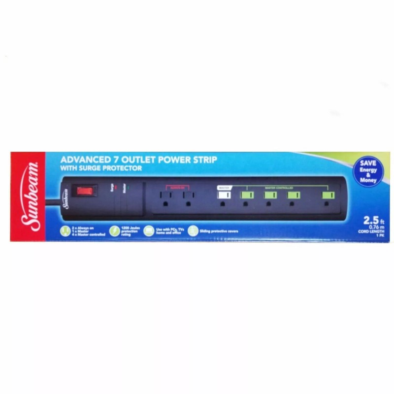 Sunbeam 2 X Sunbeam Advance 7 Outlet Power Strip With