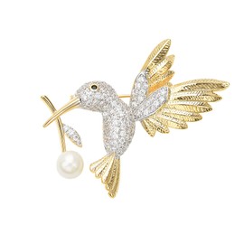 YYBONNIE - Broche con diseño de colibrí Volando de Vidrio para Solapa, Color Dorado Envejecido, para Hombres y Mujeres