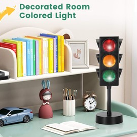 11 Inch Traffic Light Lamp with Base for Room Decoration, Stop Light Lamp with Color Changing and Blinking Modes, Traffic Light Desk Lamp for Bedroom, Classroom,Party Decorations, 1 Pack