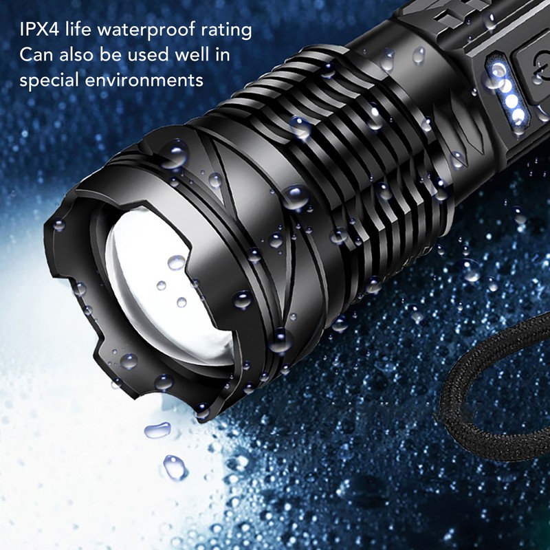 LED Bright Flashlight COB Work Light USB Rechargeable IPX4 Outdoor