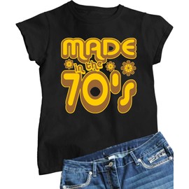 Go All Out Small Black Womens Made in The 70's Retro T-Shirt
