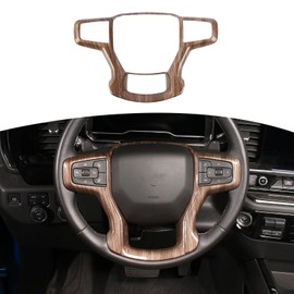 RT-TCZ for Silverado Steering Wheel Trim Compatible with Chevy Suburban 2020 Up Tahoe 2021 Up Silverado 2019-2022 Wood Grain Interior Accessories