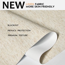 Persilux Blackout Roller Shades for Window Blinds,Cordless,Linen Fabric,Thermal Insulated Fabric UV Protection Shades for Home,Office,Bedroom,Door,Blackout-Cream,40" W X 72" H