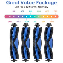 (4 Stück) Walzenbürsten kompatibel mit Eufy RoboVac 11S, 11S Plus MAX, 25C, G10 Hybrid, G20 G20 Hybrid, G30 G30 Hybrid, 30, 30C, 30C MAX, 15C, 15C MAX, 35C, 25C Max, G35+, G40+,G40 Hybrid+ Hauptbürste