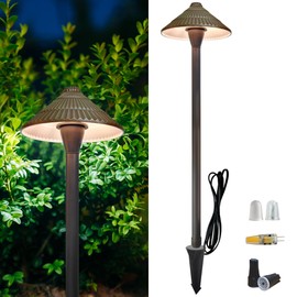 COLOER Low Voltage Pathway Lights, 12V Brass LED Landscape Path Light with 2W G4 LED Bulb, 2700K Warm White, IP65 Waterproof Outdoor Walkway Lights for Yard Sidewalk Garden (1 Pack with Bulb)