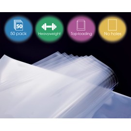 GOLD SEAL No Holes Sheet Protectors, Bulk Pack, Letter Size (8.5 x 11 Inch), Heavyweight Clear View Sheet Protectors, Top Loading, Document Protectors, Artwork Protectors,(50 Pack)