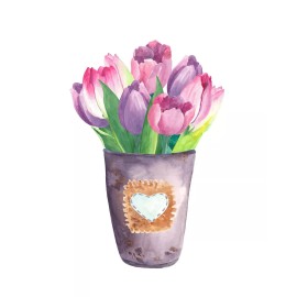 Set of 3 Tulips and Umbrella in Spring and Summer Unframed Wall Art Prints