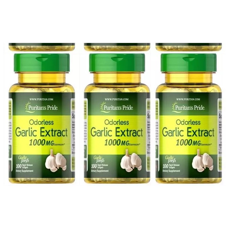 Puritan's Pride 3 Pack Garlic Extract Odorless 1000 mg 300