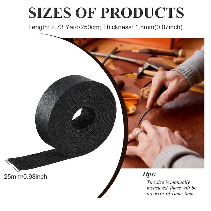 BENECREAT Leather Tape, Roll, Lychee Pattern, Single Sided Leather, Synthetic