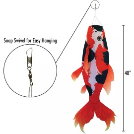 In The Breeze WINDSOCK--48" Red Black Koi Windsock, Diva, Spinner by In the Breeze