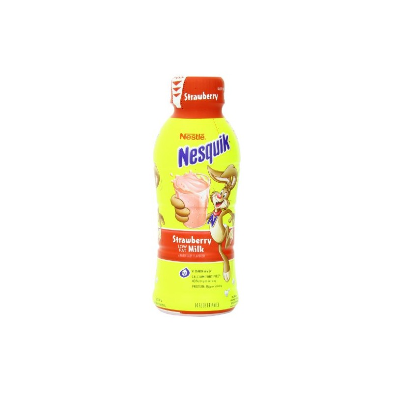 Nestle Nesquik Low Fat 1% Milk, Strawberry, 14 Ounce (Pack