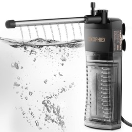 DXOPHIEX Internal Filter for Aquarium, Submersible Aquarium Filter for 5-12gallon Fish Tank and Turtle Tank with Triangle Shape Design Adjustable Water Flow and Replacement Cartridge