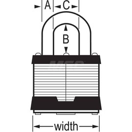 Master Lock 5LJ Padlock: Lam. Steel, Keyed Different, 2" Wide 3/8" Shackle Diam