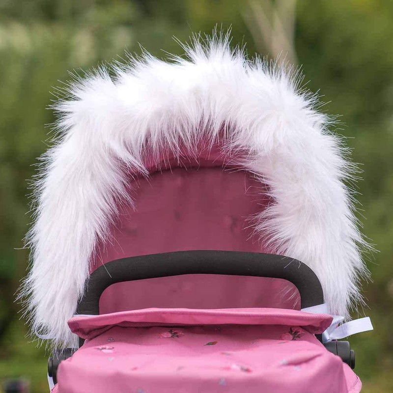 Roma Dolls Pram Hood Fur - white