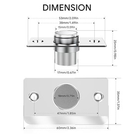 Mousike Door Ball Catch Hardware, Adjustable Hidden Magnetic Ball Catch, Stainless Steel Strike Plate with Strong Suction, Closet Ball Latch Replacement for Top of Door (2 Pack, Silver)