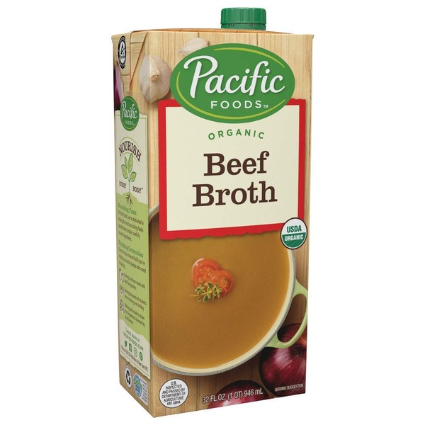 Pacific Foods Organic Beef Broth,Keto Friendly, 32 Fl Oz (Pack of 12)