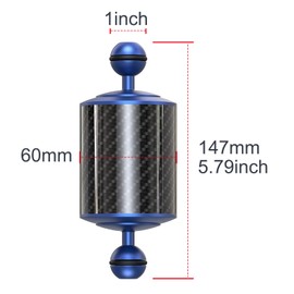 Carbon Fiber Underwater Float Arm with Dual Ball Mounts for Photography and Video, Compatible with Diving Trays, Video Lights, Strobes (Blue, 60mm5')