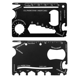 2 Multi-Function Tool Cards, Metal Multi-Function Card, Black Stainless Steel Tool Card, Multi-Function Bottle Opener Card, Convenient Outdoor Tools