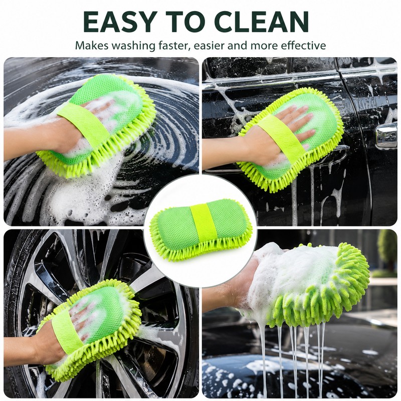 Microfiber Car Wash Sponge for Vehicle Cleaning – Hand Strap