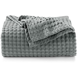 Utopia Bedding 100% Cotton Waffle Weave Blanket [King Size] - Luxury Breathable Skin - Friendly Blanket - Perfect for Layering Any Bed for All Season (90 x 108 Inch â COOLGREY)