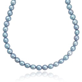 Abshel Fresh Water Round Blue Pearls Necklace for Valentine’s Day/Girlfriend/Wedding/Birthday/Anniversary/Brides (BLUE PEARL)