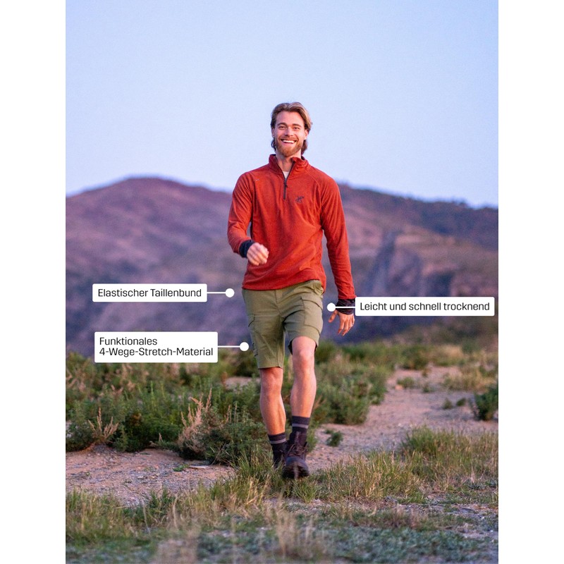 RevolutionRace Adventure Cargo Stretch Shorts for Men, Lightweight and Practical