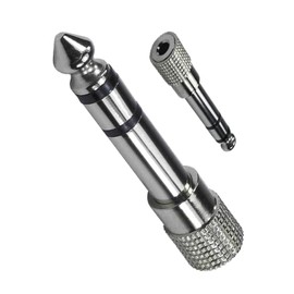 rhinocables 3.5mm Jack Socket to 6.35mm 1/4" Stereo Jack Plug Adapter Nickel Metal Audio Converter Small to Big