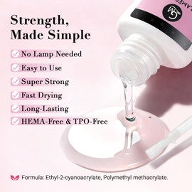 GLAMERMAID Nail Glue for Press Ons Nails 15ml, 28 Days Long-Lasting Fast Drying Brush On Super Strong Glue for Nail Tips & Fake Nails