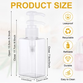 Domensi 24 Pcs 3.4 oz Travel Bottles Small Dispenser Bottles Shampoo and Conditioner Bottles Square Empty Plastic Pump Bottle Dispenser Travel Size Containers Camping Travel (Clear)