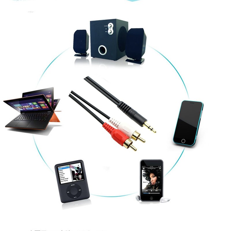 PASOW 2 Pack 3.5mm Stereo Female to 2RCA Female RCA