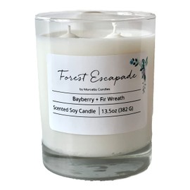 Bayberry Candles - 13.5oz Bayberry + Fir Wreath Christmas Scented Candle, Two Wick Winter Candle Made in Small Batches with 100% Soy Wax (Forest Escapade 13.5oz)