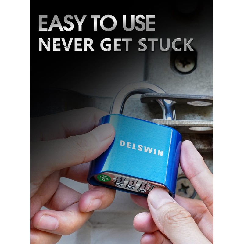 DELSWIN 4-Digit Combination Lock Outdoor Padlock - Heavy Duty Locker