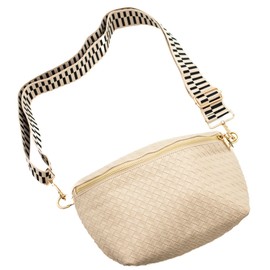 Modern+Chic Belt Bags for Women - Rory Oversized Crisscross Belt Bag for Women, Vegan Leather Crossbody Bag with Strap and Multiple Pockets (Cream)