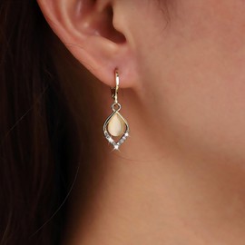 TseenYi Vintage Opal Drop Earrings Gold Moonstone Teardrop Earrings Crystal Teardrop Dangle Earrings Boho Opal Dangle Huggie Earrings Bridal Dangle Earrings Jewelry for Women and Girls Gifts