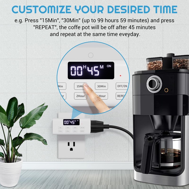 COKWEL Countdown Timer Outlet, Up to 99 Hours, Large Screen